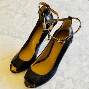 Ann Taylor Black Tortoise Ankle Strap Pump